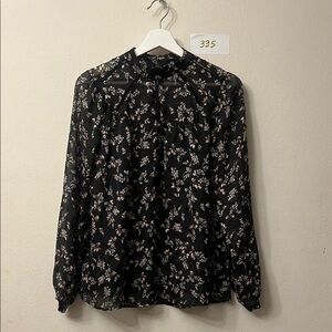 Ann Taylor Black and White Long Sleeve Blouse